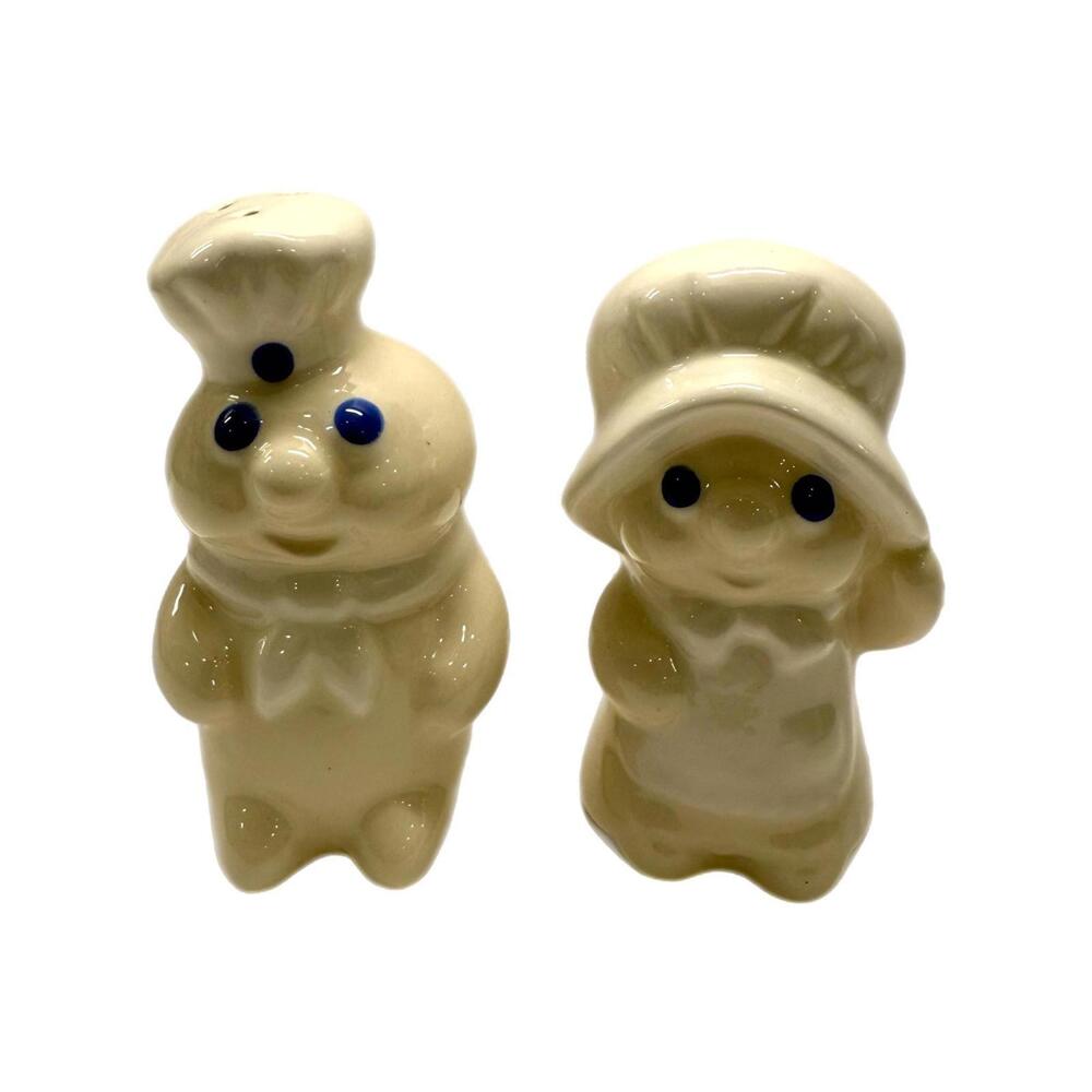 1988 Vintage Pillsbury Doughboy+ Doughgirl Ceramic Salt & Pepper Shakers